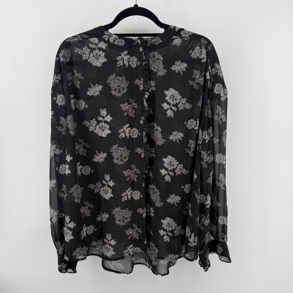 Lane Bryant Black Fairy Dot Sheer Ruffle Whimsygoth Blouse Size 22 - Picture 10 of 10